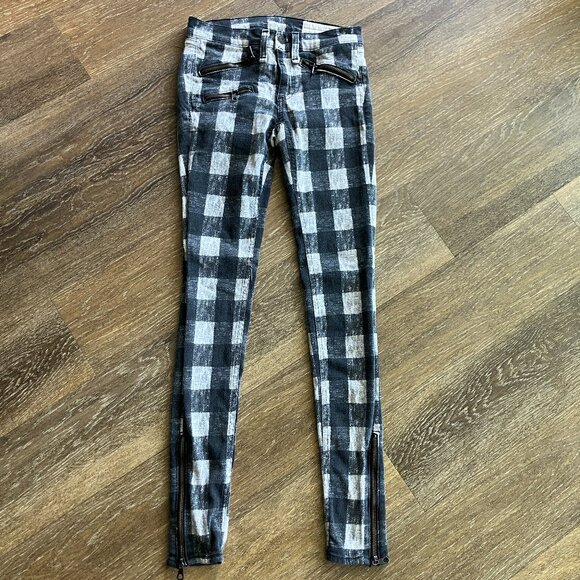 Rag & Bone Buffalo Plaid Size 24 Stretch Skinny Jeans Like New
